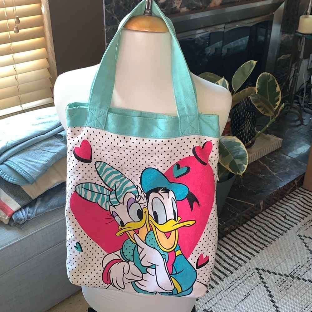 Gently Loved Disney Donald and Daisy Canvas Tote Bag by Loungefly
